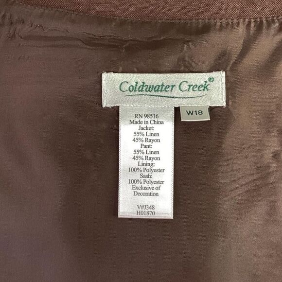 Coldwater Creek Jacket Women 18W Brown Denim Linen Blend Lined 3/4 Sleeve Blazer - Picture 7 of 7